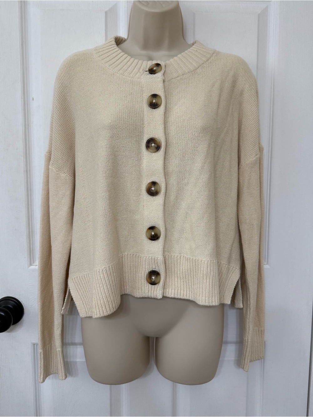Madewell Broadway Cardigan Sweater Cream 100% Cotton Button Front Size S - Picture 5 of 16
